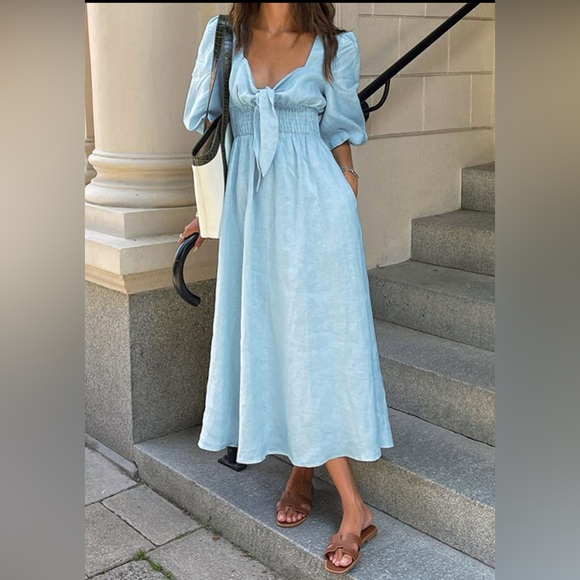 Commense Light Blue Long Sleeve Dress - Picture 2 of 10
